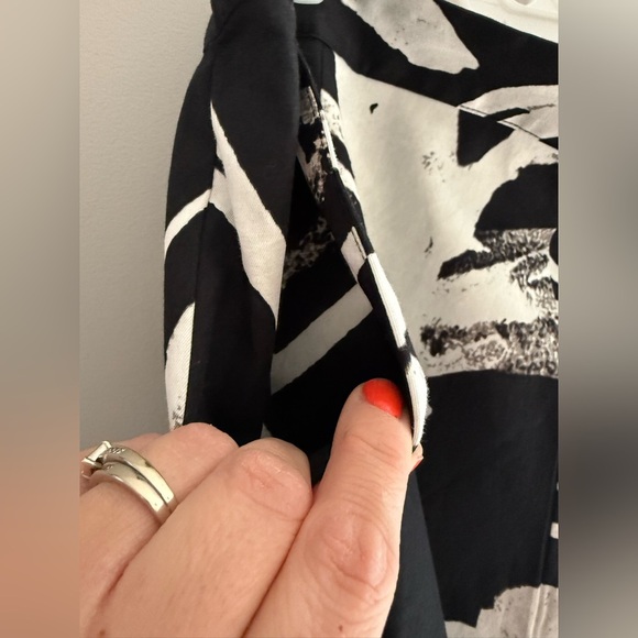 Worthington Womens Black White Maxi Skirt SZ 18W Abstract New Cotton Pleated - Picture 5 of 9